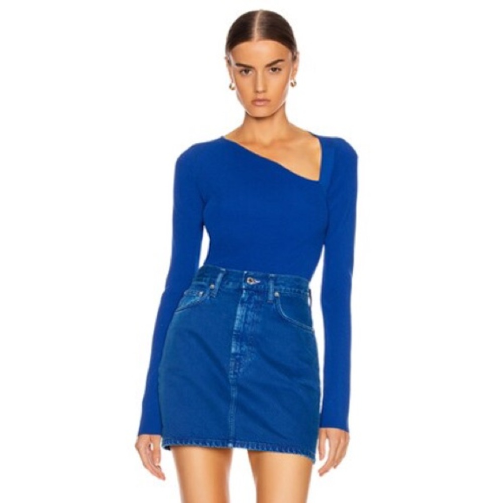 Helmut Lang Blue Asymmetrical Top